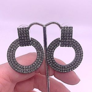 Gorgeous Deco Style Earrings W/Clear Crystals - NEW